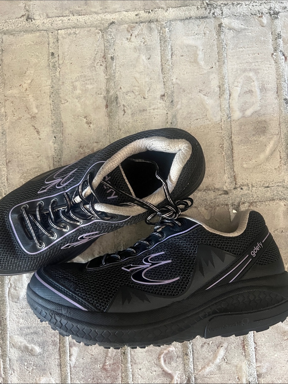 Women's Black Athletic Walking Shoes with Subtle Purple Trim